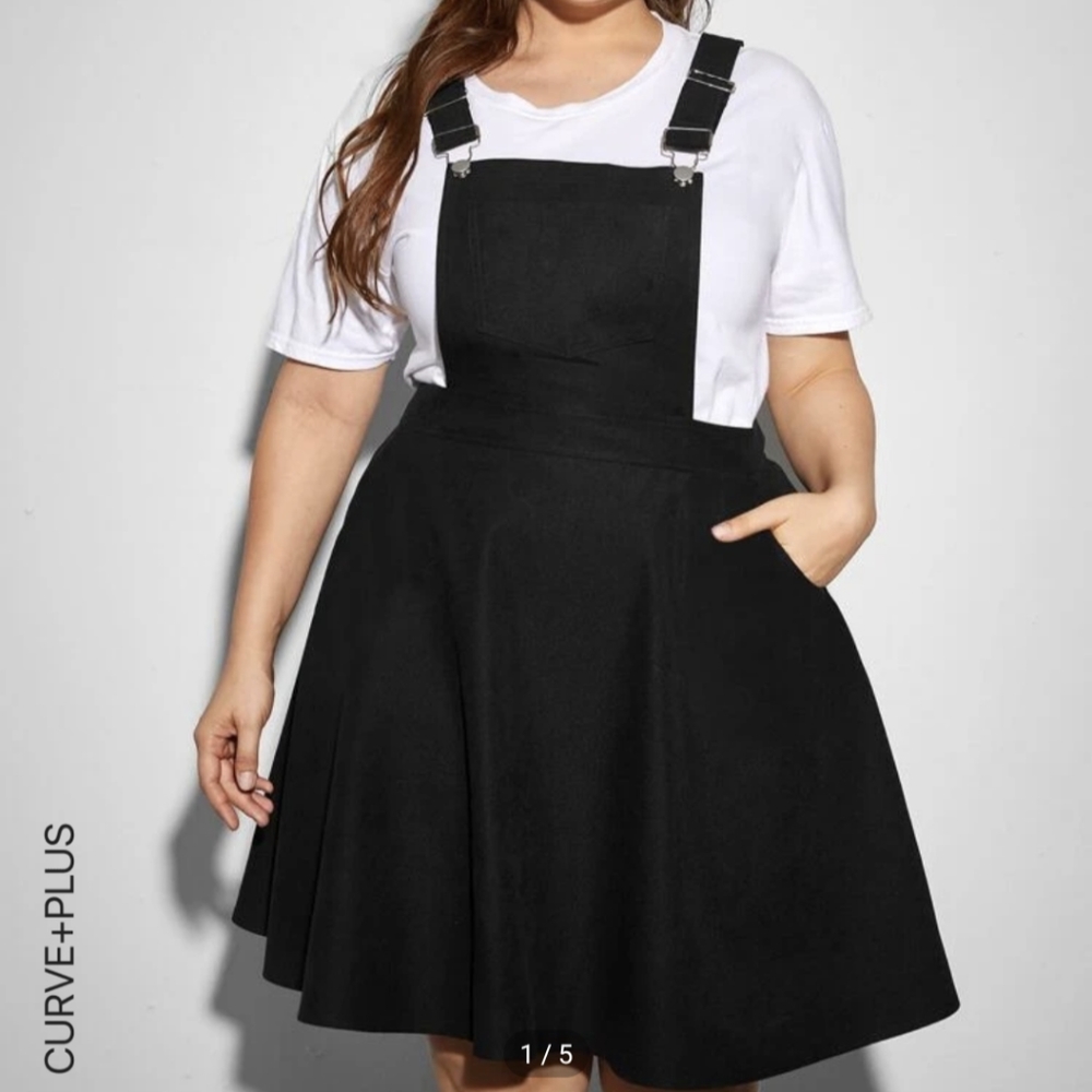 Corduroy black apron dress 0x
